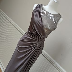 Adrianna Papell pewter colored evening gown